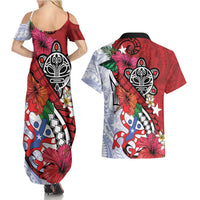 Puerto Rico Boricua Couples Matching Summer Maxi Dress and Hawaiian Shirt Taino - Polynesia Tribal Mix - Wonder Print Shop
