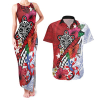 Puerto Rico Boricua Couples Matching Tank Maxi Dress and Hawaiian Shirt Taino - Polynesia Tribal Mix - Wonder Print Shop