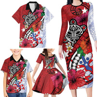 Puerto Rico Boricua Family Matching Long Sleeve Bodycon Dress and Hawaiian Shirt Taino - Polynesia Tribal Mix - Wonder Print Shop