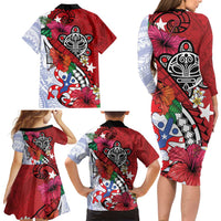 Puerto Rico Boricua Family Matching Long Sleeve Bodycon Dress and Hawaiian Shirt Taino - Polynesia Tribal Mix - Wonder Print Shop