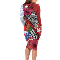 Puerto Rico Boricua Family Matching Long Sleeve Bodycon Dress and Hawaiian Shirt Taino - Polynesia Tribal Mix - Wonder Print Shop