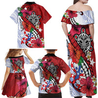 Puerto Rico Boricua Family Matching Off Shoulder Maxi Dress and Hawaiian Shirt Taino - Polynesia Tribal Mix - Wonder Print Shop