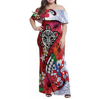 Puerto Rico Boricua Family Matching Off Shoulder Maxi Dress and Hawaiian Shirt Taino - Polynesia Tribal Mix - Wonder Print Shop