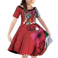 Puerto Rico Boricua Family Matching Off Shoulder Short Dress and Hawaiian Shirt Taino - Polynesia Tribal Mix - Wonder Print Shop