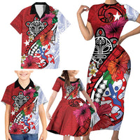 Puerto Rico Boricua Family Matching Short Sleeve Bodycon Dress and Hawaiian Shirt Taino - Polynesia Tribal Mix - Wonder Print Shop