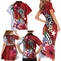 Puerto Rico Boricua Family Matching Short Sleeve Bodycon Dress and Hawaiian Shirt Taino - Polynesia Tribal Mix - Wonder Print Shop