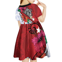 Puerto Rico Boricua Kid Short Sleeve Dress Taino - Polynesia Tribal Mix - Wonder Print Shop