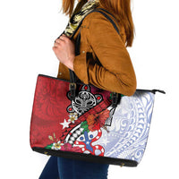 Puerto Rico Boricua Leather Tote Bag Taino - Polynesia Tribal Mix - Wonder Print Shop