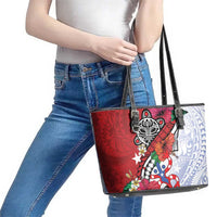 Puerto Rico Boricua Leather Tote Bag Taino - Polynesia Tribal Mix - Wonder Print Shop