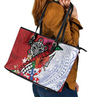 Puerto Rico Boricua Leather Tote Bag Taino - Polynesia Tribal Mix - Wonder Print Shop