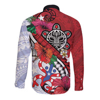 Puerto Rico Boricua Long Sleeve Button Shirt Taino - Polynesia Tribal Mix - Wonder Print Shop