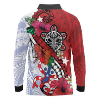 Puerto Rico Boricua Long Sleeve Polo Shirt Taino - Polynesia Tribal Mix - Wonder Print Shop