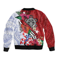 Puerto Rico Boricua Sleeve Zip Bomber Jacket Taino - Polynesia Tribal Mix - Wonder Print Shop