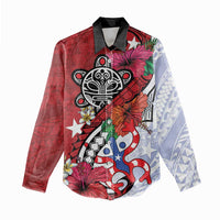 Puerto Rico Boricua Women Casual Shirt Taino - Polynesia Tribal Mix - Wonder Print Shop