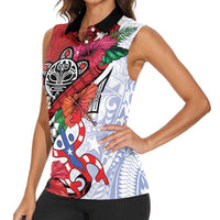 Puerto Rico Boricua Women Sleeveless Polo Shirt Taino - Polynesia Tribal Mix - Wonder Print Shop