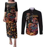 Mexico Dia de los Muertos Couples Matching Puletasi and Long Sleeve Button Shirt La Calavera Catrina LT7 - Wonder Print Shop