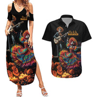 Mexico Dia de los Muertos Couples Matching Summer Maxi Dress and Hawaiian Shirt La Calavera Catrina LT7 - Wonder Print Shop