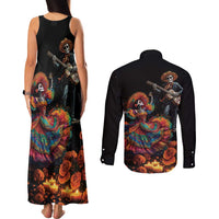 Mexico Dia de los Muertos Couples Matching Tank Maxi Dress and Long Sleeve Button Shirt La Calavera Catrina LT7 - Wonder Print Shop