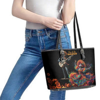 Mexico Dia de los Muertos Leather Tote Bag La Calavera Catrina - Wonder Print Shop