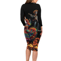 Mexico Dia de los Muertos Long Sleeve Bodycon Dress La Calavera Catrina - Wonder Print Shop