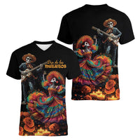 Mexico Dia de los Muertos Women V-Neck T-Shirt La Calavera Catrina - Wonder Print Shop