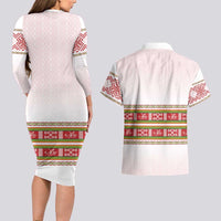 Lithuania Folk Pattern Vytis Motif Couples Matching Long Sleeve Bodycon Dress and Hawaiian Shirt