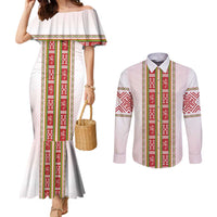 Lithuania Folk Pattern Vytis Motif Couples Matching Mermaid Dress and Long Sleeve Button Shirt