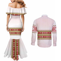 Lithuania Folk Pattern Vytis Motif Couples Matching Mermaid Dress and Long Sleeve Button Shirt