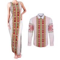 Lithuania Folk Pattern Vytis Motif Couples Matching Tank Maxi Dress and Long Sleeve Button Shirt