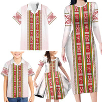Lithuania Folk Pattern Vytis Motif Family Matching Long Sleeve Bodycon Dress and Hawaiian Shirt