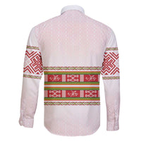 Lithuania Folk Pattern Vytis Motif Family Matching Off The Shoulder Long Sleeve Dress and Hawaiian Shirt