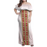 Lithuania Folk Pattern Vytis Motif Family Matching Off Shoulder Maxi Dress and Hawaiian Shirt