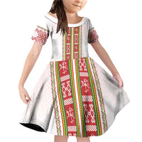 Lithuania Folk Pattern Vytis Motif Family Matching Off Shoulder Short Dress and Hawaiian Shirt