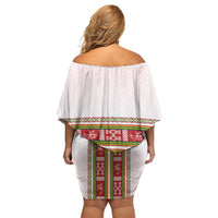 Lithuania Folk Pattern Vytis Motif Family Matching Off Shoulder Short Dress and Hawaiian Shirt