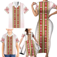 Lithuania Folk Pattern Vytis Motif Family Matching Short Sleeve Bodycon Dress and Hawaiian Shirt