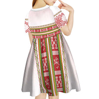 Lithuania Folk Pattern Vytis Motif Kid Short Sleeve Dress