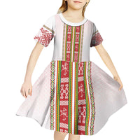 Lithuania Folk Pattern Vytis Motif Kid Short Sleeve Dress