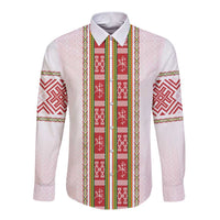 Lithuania Folk Pattern Vytis Motif Long Sleeve Button Shirt