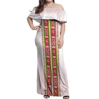 Lithuania Folk Pattern Vytis Motif Off Shoulder Maxi Dress