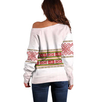 Lithuania Folk Pattern Vytis Motif Off Shoulder Sweater