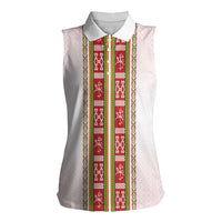 Lithuania Folk Pattern Vytis Motif Women Sleeveless Polo Shirt