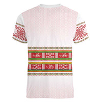 Lithuania Folk Pattern Vytis Motif Women V-Neck T-Shirt