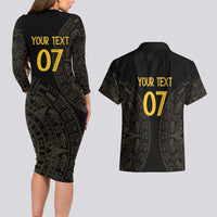 Mexico Football Custom Couples Matching Long Sleeve Bodycon Dress and Hawaiian Shirt Viva Mexicana Aztec Inspired