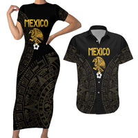Mexico Football Custom Couples Matching Short Sleeve Bodycon Dress and Hawaiian Shirt Viva Mexicana Aztec Inspired