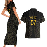Mexico Football Custom Couples Matching Short Sleeve Bodycon Dress and Hawaiian Shirt Viva Mexicana Aztec Inspired