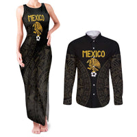 Mexico Football Custom Couples Matching Tank Maxi Dress and Long Sleeve Button Shirt Viva Mexicana Aztec Inspired