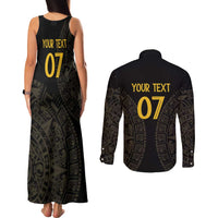 Mexico Football Custom Couples Matching Tank Maxi Dress and Long Sleeve Button Shirt Viva Mexicana Aztec Inspired