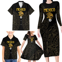 Mexico Football Custom Family Matching Long Sleeve Bodycon Dress and Hawaiian Shirt Viva Mexicana Aztec Inspired