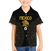 Mexico Football Custom Family Matching Off The Shoulder Long Sleeve Dress and Hawaiian Shirt Viva Mexicana Aztec Inspired