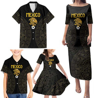 Mexico Football Custom Family Matching Puletasi and Hawaiian Shirt Viva Mexicana Aztec Inspired